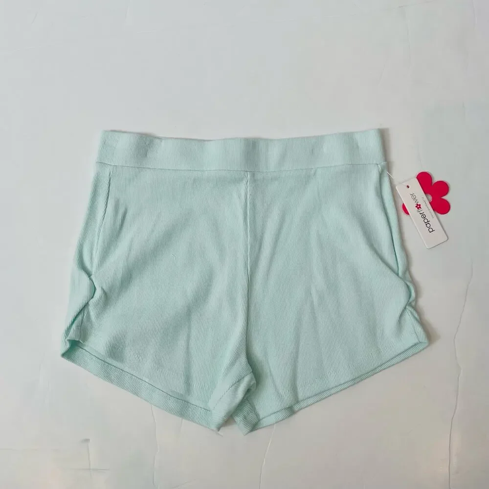 NWT Paperflower Size L (12/14) Daisy Rib Cropped Set in Pastel Blue